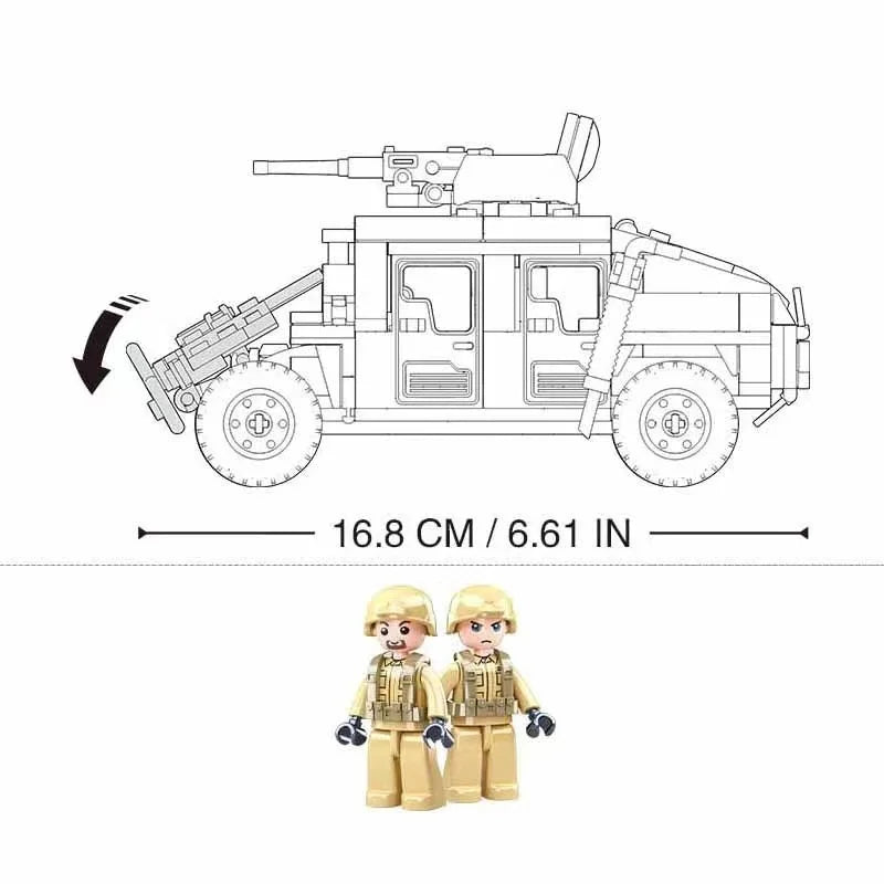 WW2 Military Humvee Jeep H1 Army Friends Car Mould King Building Bricks Classic Moc Blocks Action Figures Toys Boys Gift