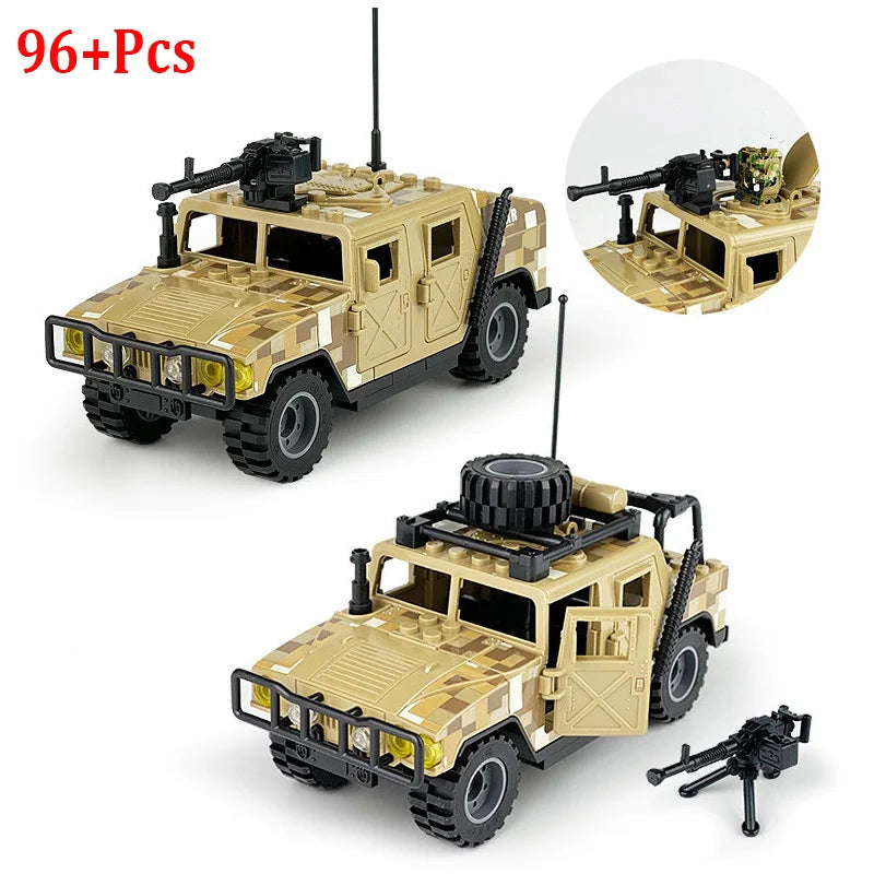 WW2 Military Humvee Jeep H1 Army Friends Car Mould King Building Bricks Classic Moc Blocks Action Figures Toys Boys Gift