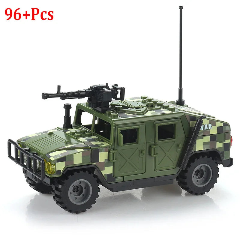 WW2 Military Humvee Jeep H1 Army Friends Car Mould King Building Bricks Classic Moc Blocks Action Figures Toys Boys Gift