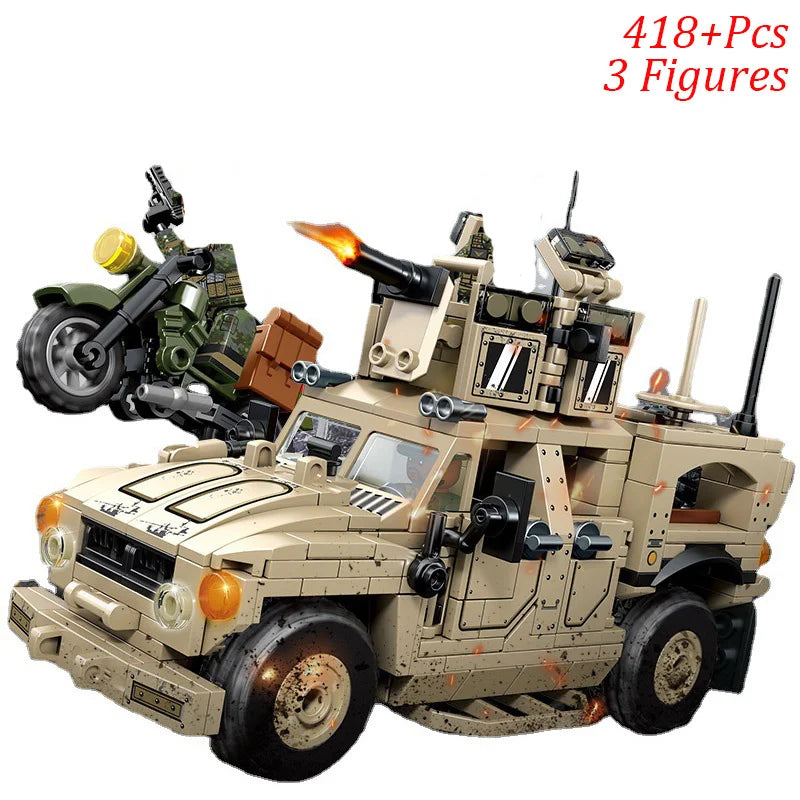 WW2 Military Humvee Jeep H1 Army Friends Car Mould King Building Bricks Classic Moc Blocks Action Figures Toys Boys Gift